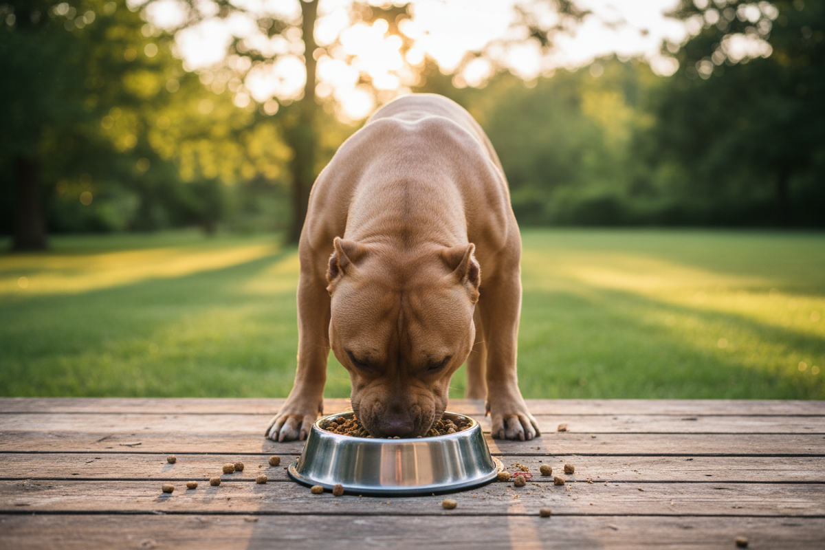 Athletic dog eating enthusiastically from a bowl — best high-protein dog food delivered same-day in Regina, SK by QuickPaws