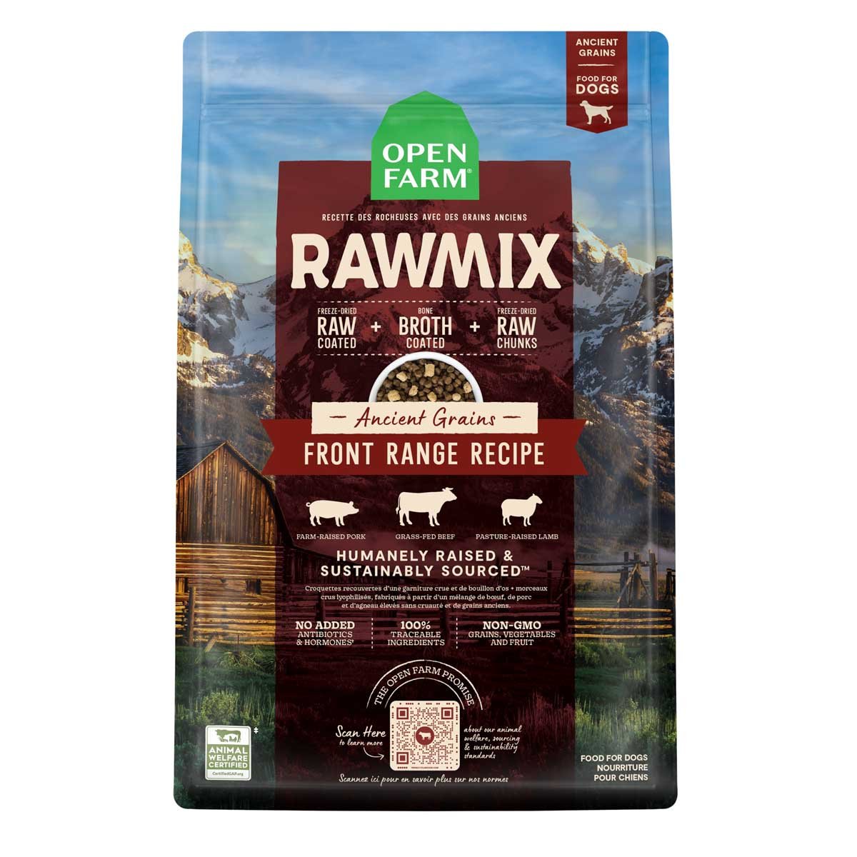 Open Farm RawMix Front Range Dog Food | Kibble + Freeze-Dried Raw | Grass-Fed Beef, Lamb & Pork | 3.5lb