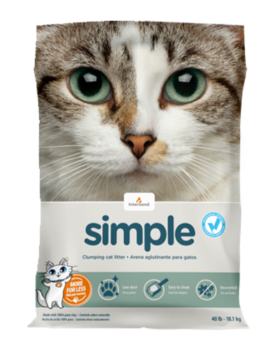 Intersand Simple Unscented Clumping Cat Litter – Natural Clay Formula | 14kg