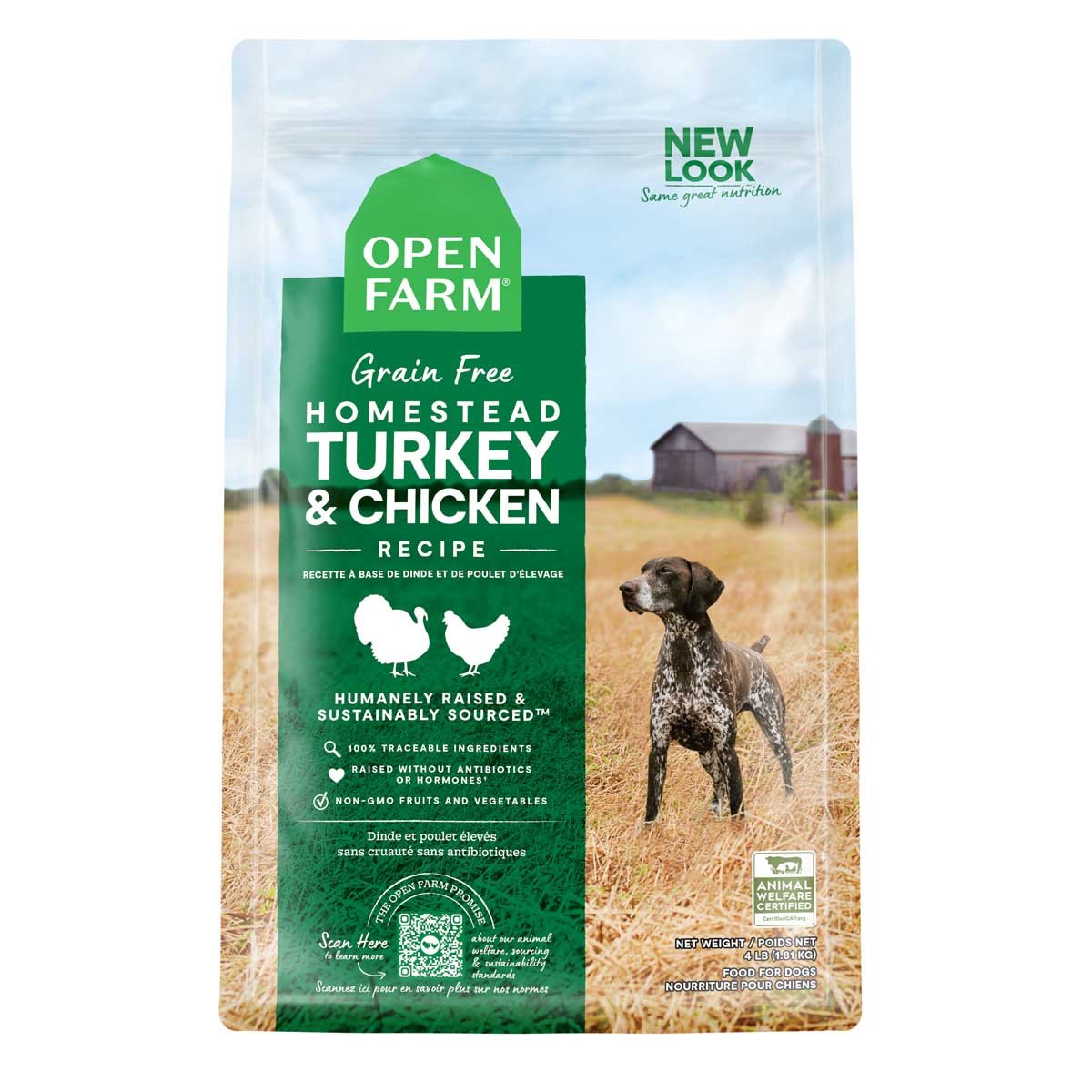 Open Farm Homestead Turkey & Chicken Dry Dog Food | Grain-Free | Humanely Raised | 4lb, 11lb & 22lb