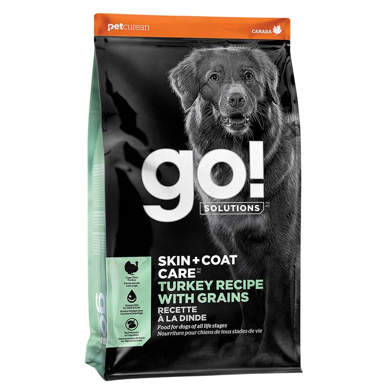 Go! Solutions Skin + Coat Care Turkey with Grains Dry Dog Food – Omega-Rich, Healthy Skin & Coat | Made in Ontario