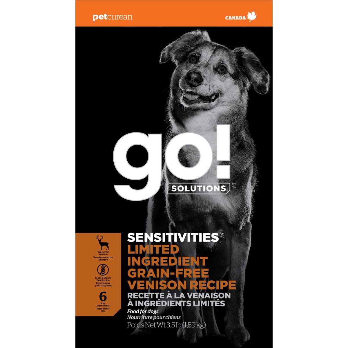 Go! Solutions Sensitivities Limited Ingredient Grain-Free Venison Dry Dog Food – Exotic Single Protein, Sensitive Stomach | Made in Ontario