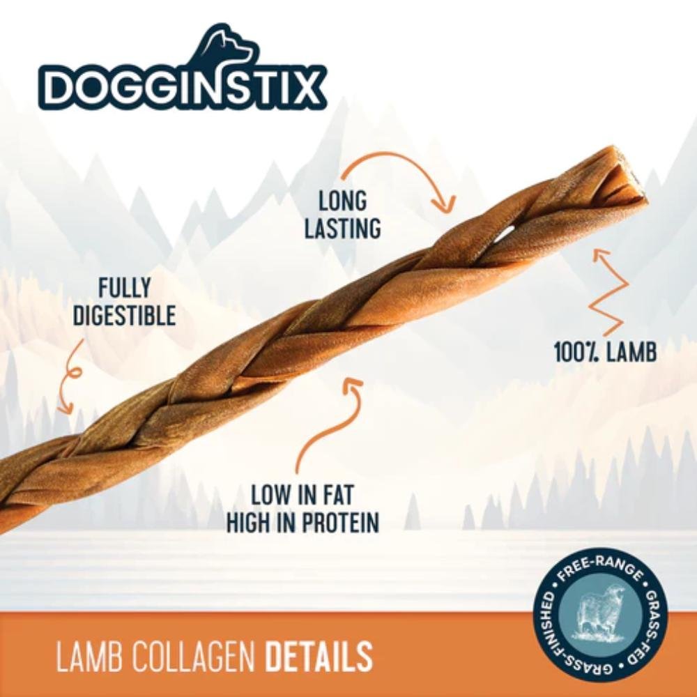 Dogginstix Braided Lamb Collagen Dog Chew | Grass-Fed, Single Ingredient