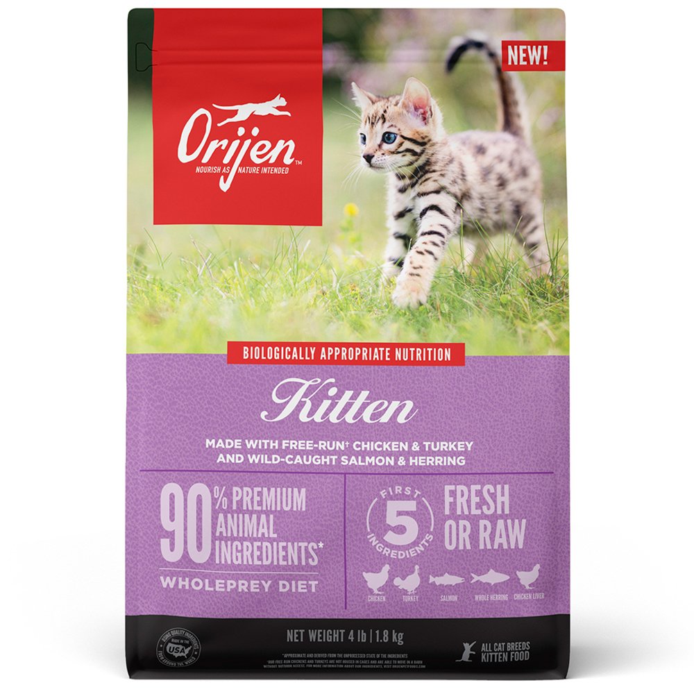 ORIJEN Kitten Dry Cat Food | 90% Animal Ingredients | DHA & EPA | Made in Canada | 1.8kg & 3.17kg