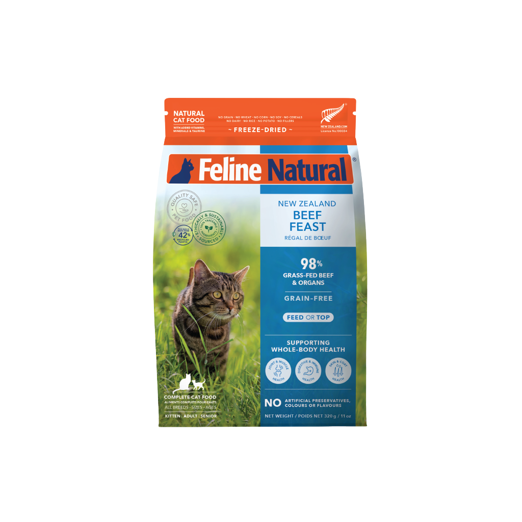 Feline Natural Beef Feast Freeze-Dried Cat Food | 98% Grass-Fed NZ Beef, Grain-Free, 11oz