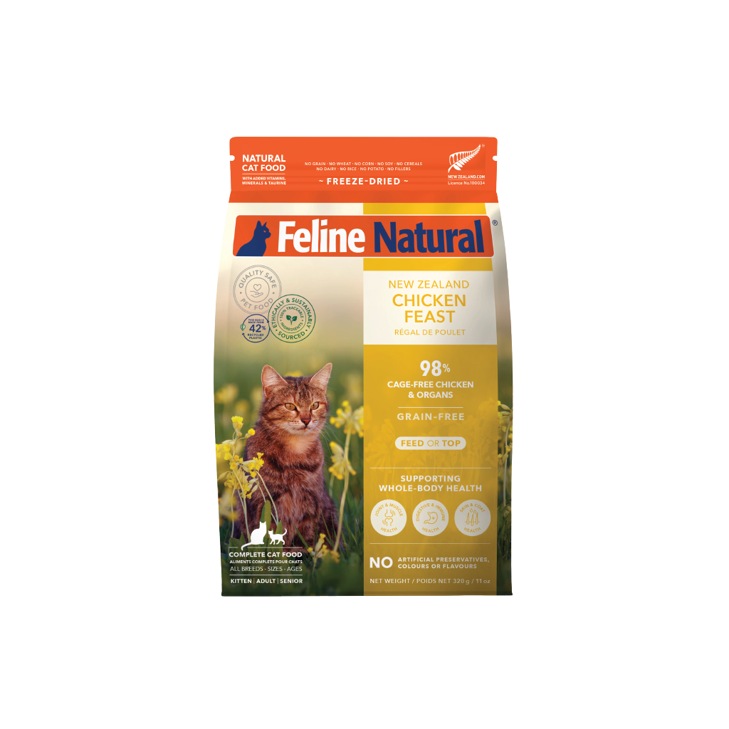 Feline Natural Chicken Feast Freeze-Dried Cat Food | Single Protein, Grain-Free, Made in NZ, 11oz