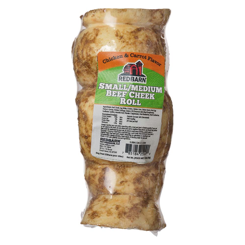 RedBarn Glazed Beef Cheek Roll Chicken & Carrot – Long-Lasting Natural Dog Chew | Small & Medium Dogs