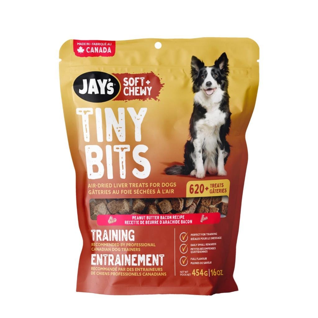 Jay's Tiny Bits Peanut Butter & Bacon Dog Treats | 620+ Treats | Canadian Trainer Recommended | 454g