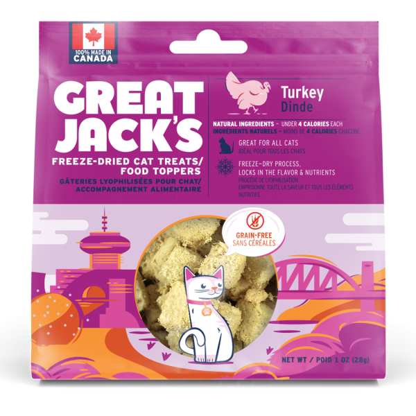 Great Jack's Freeze-Dried Turkey Cat Treats | Grain-Free, Made in Canada