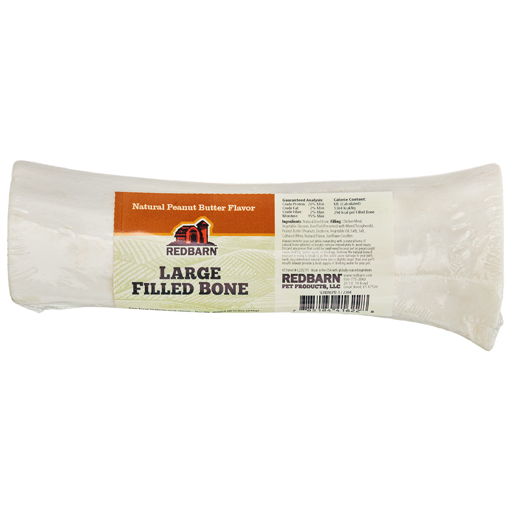 RedBarn Natural Filled Bone Peanut Butter Large – Natural Dog Chew