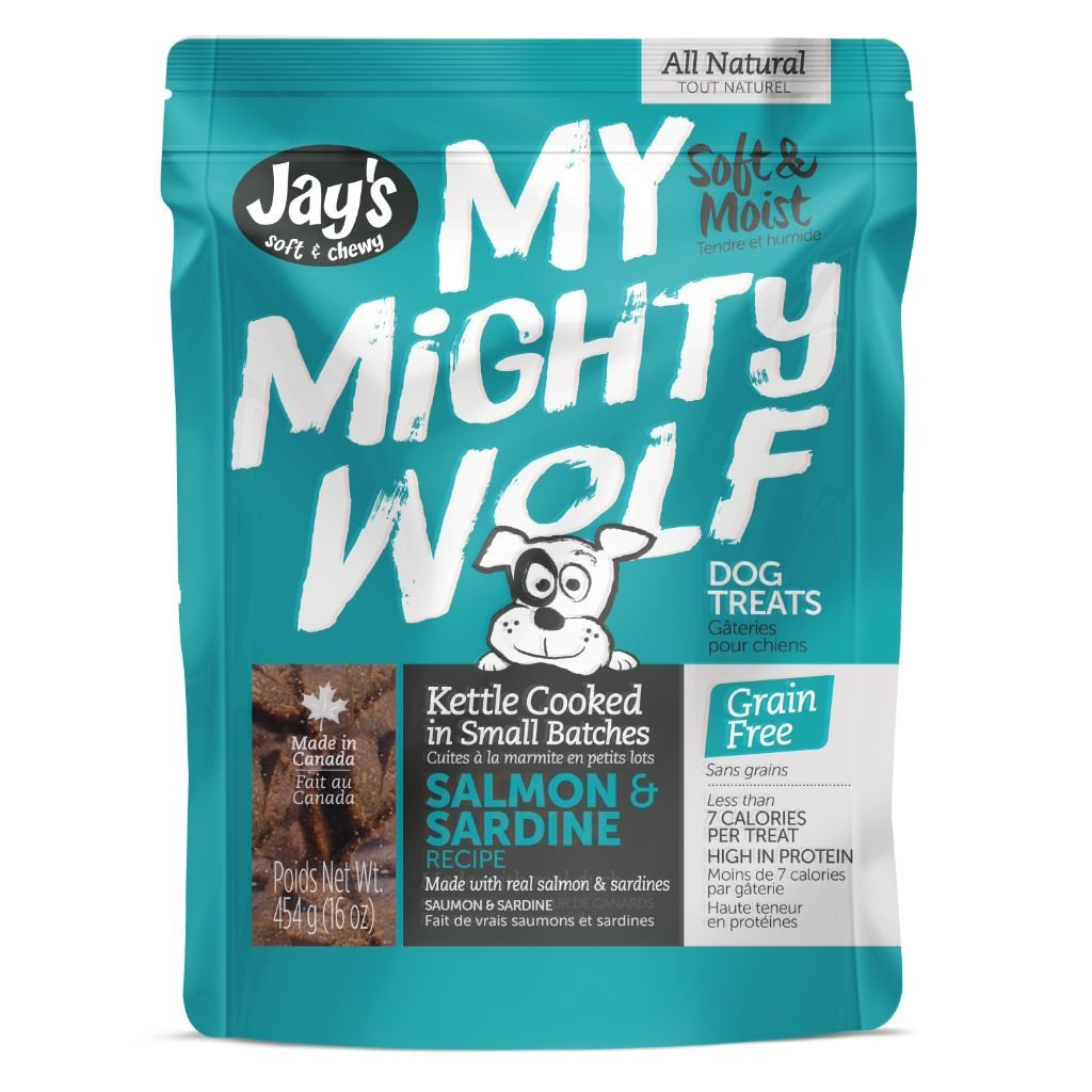 Jay's My Mighty Wolf Salmon & Sardine Dog Treats | Omega-3 | Small Batch Canadian | Grain-Free | 454g