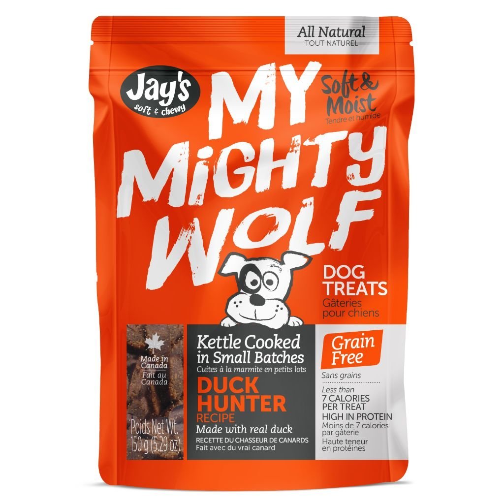Jay's My Mighty Wolf Duck Recipe Dog Treats | Novel Protein | Small Batch Canadian | Grain-Free | 150g