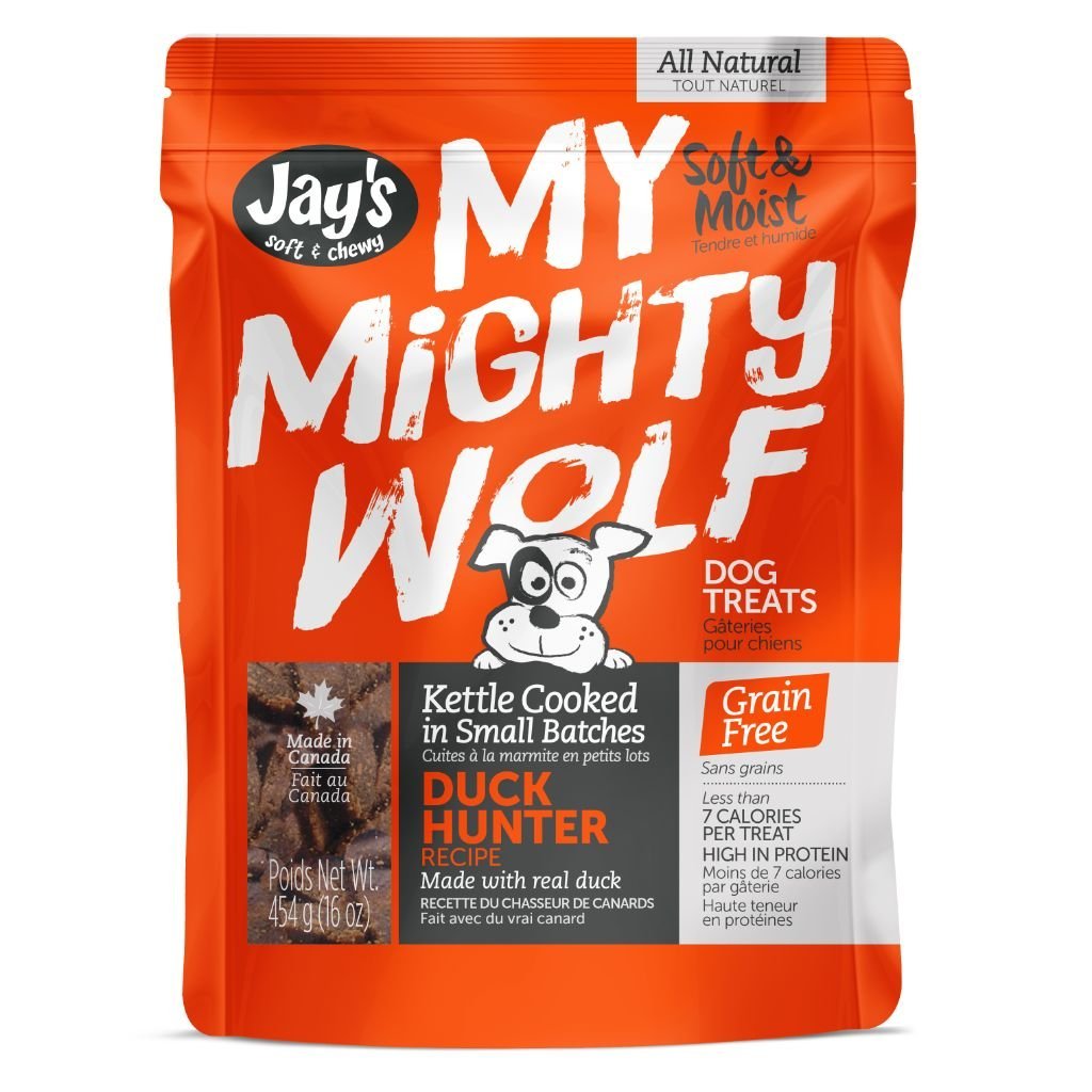Jay's My Mighty Wolf Duck Recipe Dog Treats | Novel Protein | Small Batch Canadian | Grain-Free | 454g