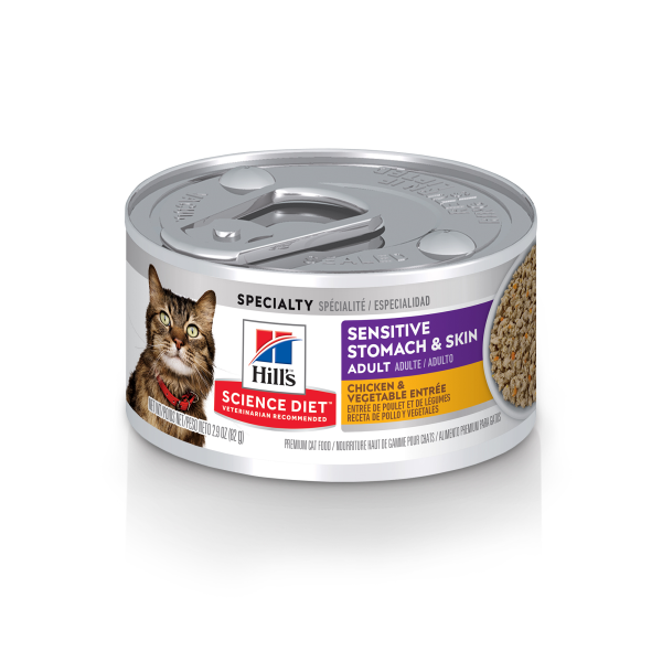 Hill's Science Diet Adult Sensitive Stomach & Skin Chicken & Vegetable Entrée Wet Cat Food – Grain-Free | 2.9oz