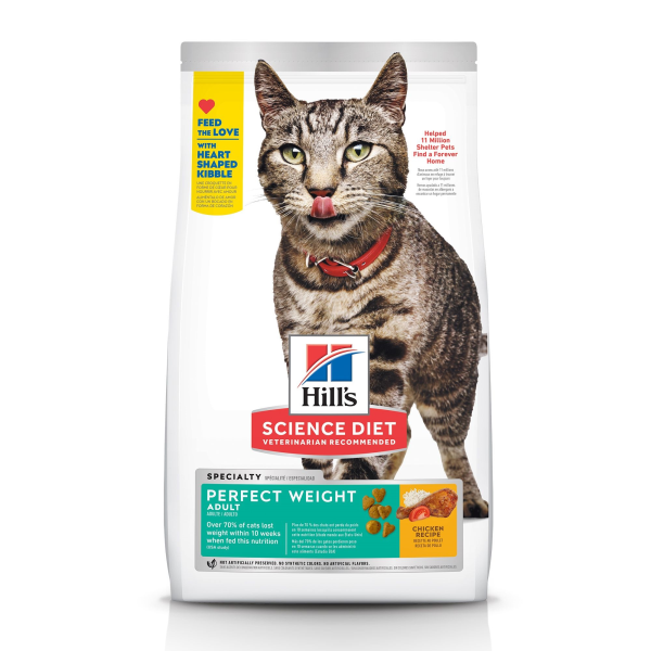 Hill's Science Diet Adult Perfect Weight Chicken Dry Cat Food | 3lb & 7lb