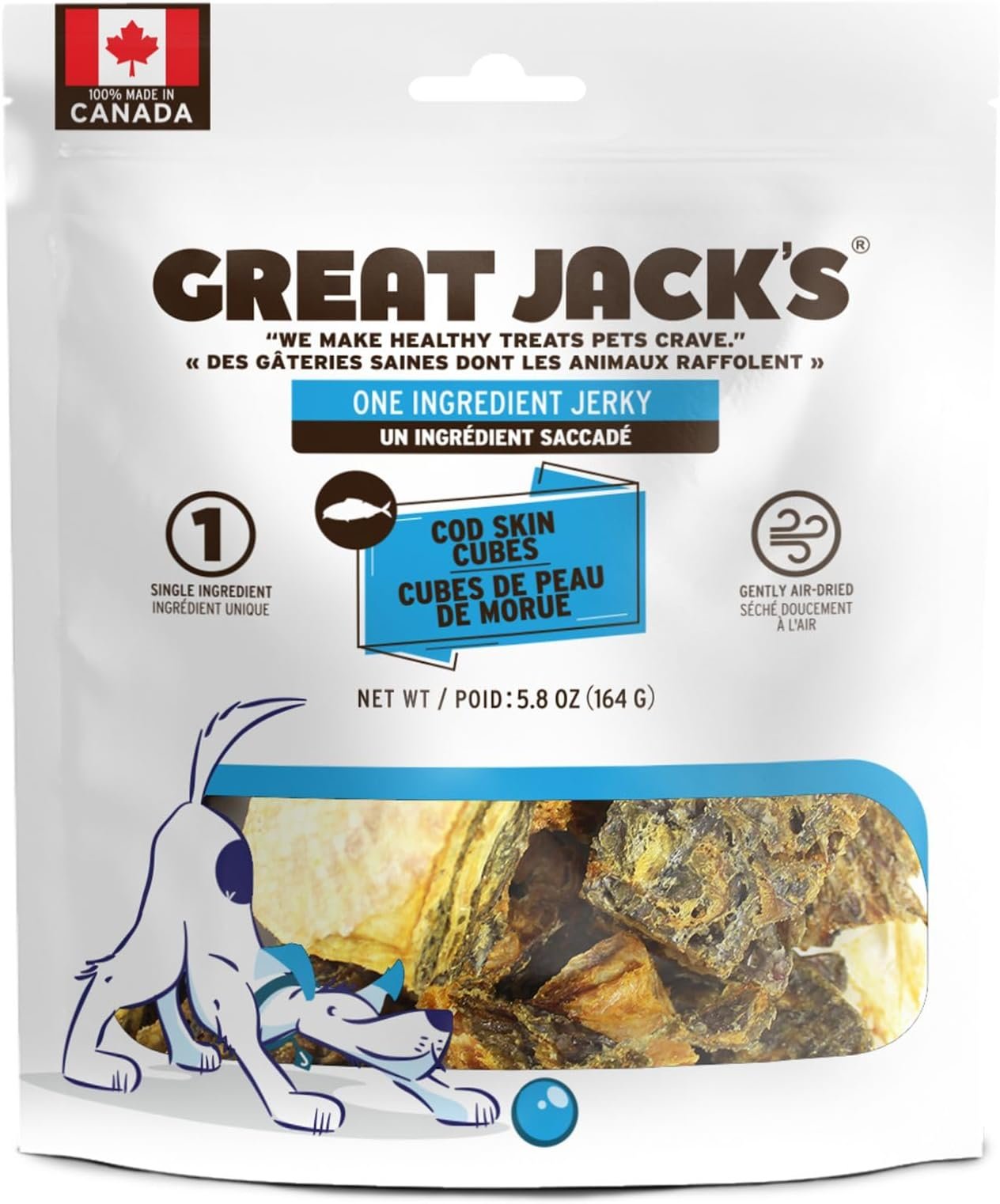 Great Jack's Dog Treats Cod Skin Cubes 164g