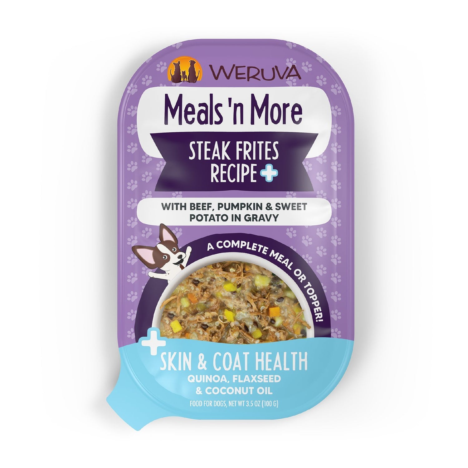 Weruva Steak Frites Wet Dog Food | 3.5oz Grass-Fed Beef with Skin & Coat Support
