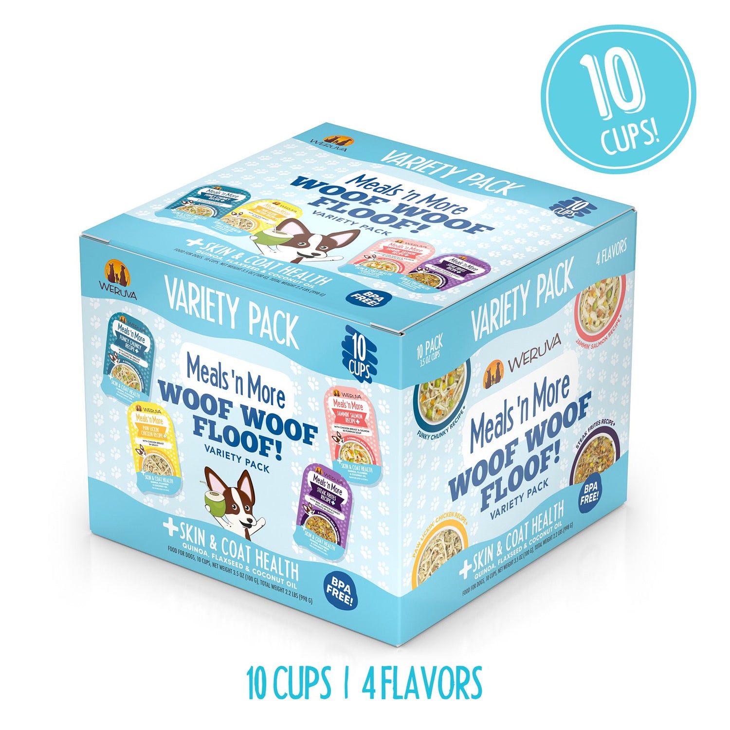 Weruva Woof Woof Floof! Skin & Coat Wet Dog Food Variety Pack | 10x3.5oz Pouches