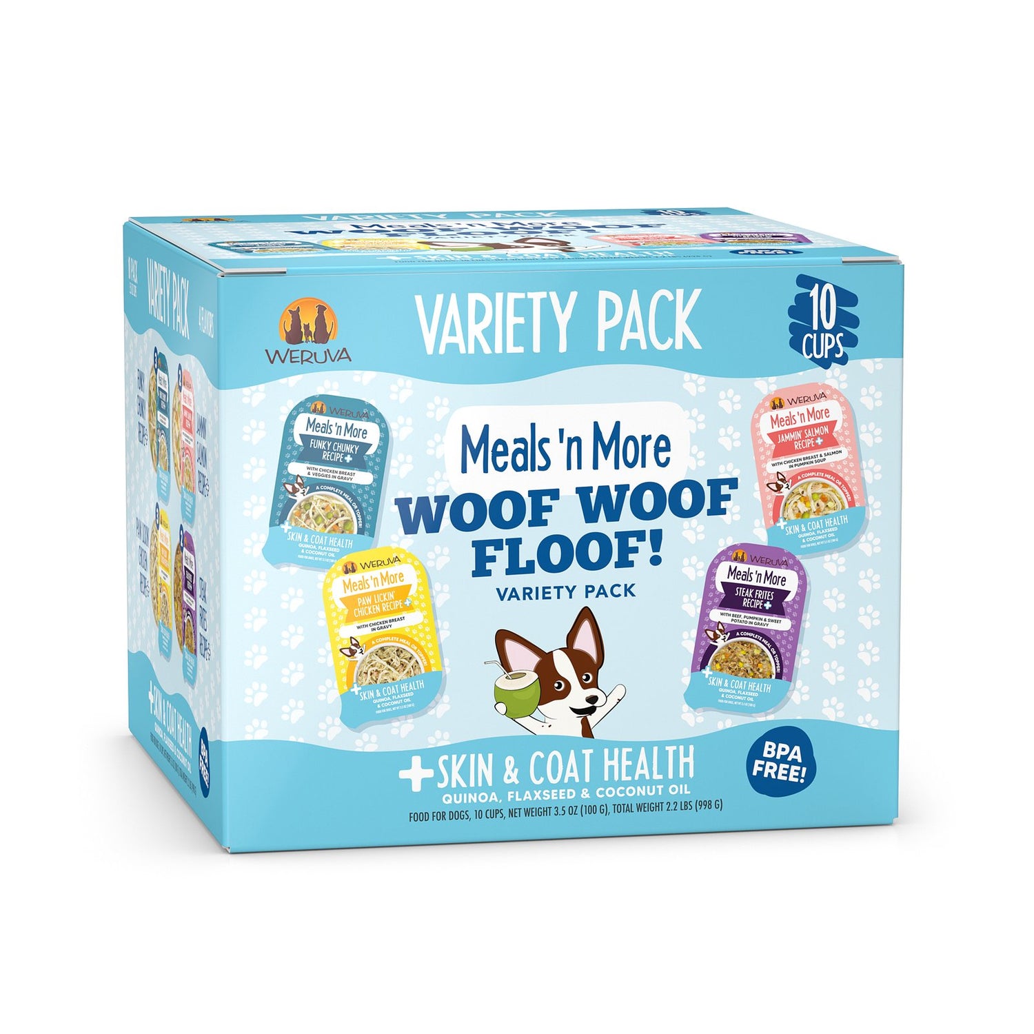 Weruva Woof Woof Floof! Skin & Coat Wet Dog Food Variety Pack | 10x3.5oz Pouches