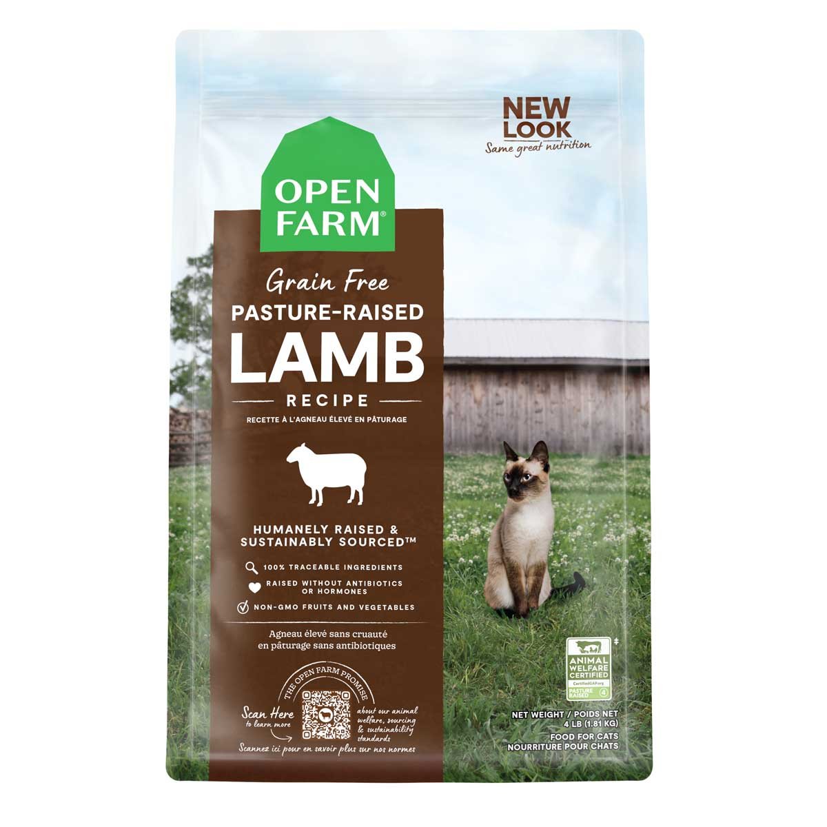 Open Farm Pasture-Raised Lamb Dry Cat Food | Grain-Free | New Zealand Lamb & Liver | 4lb