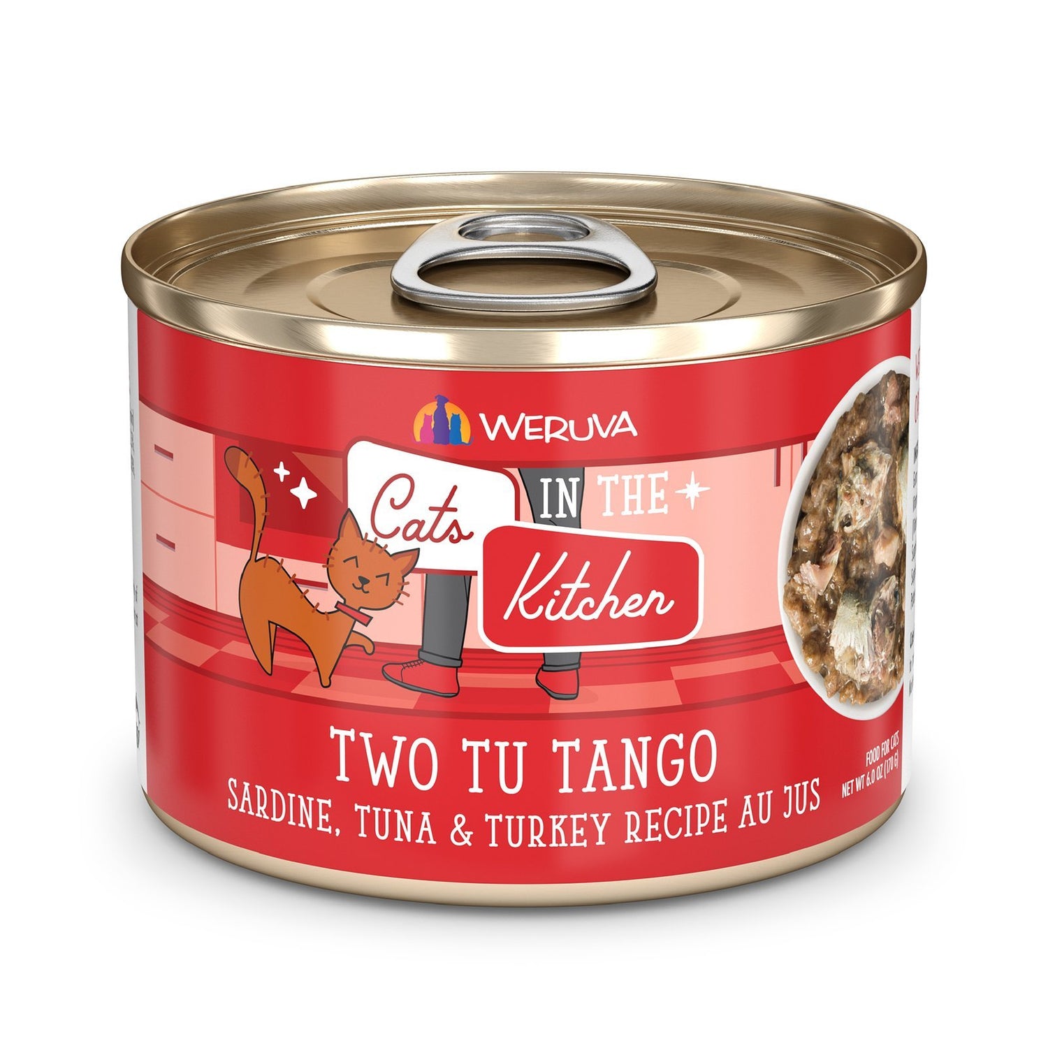 Weruva Cats in the Kitchen Two Tu Tango High-Protein Wet Cat Food | Sardines, Tuna & Turkey in Au Jus