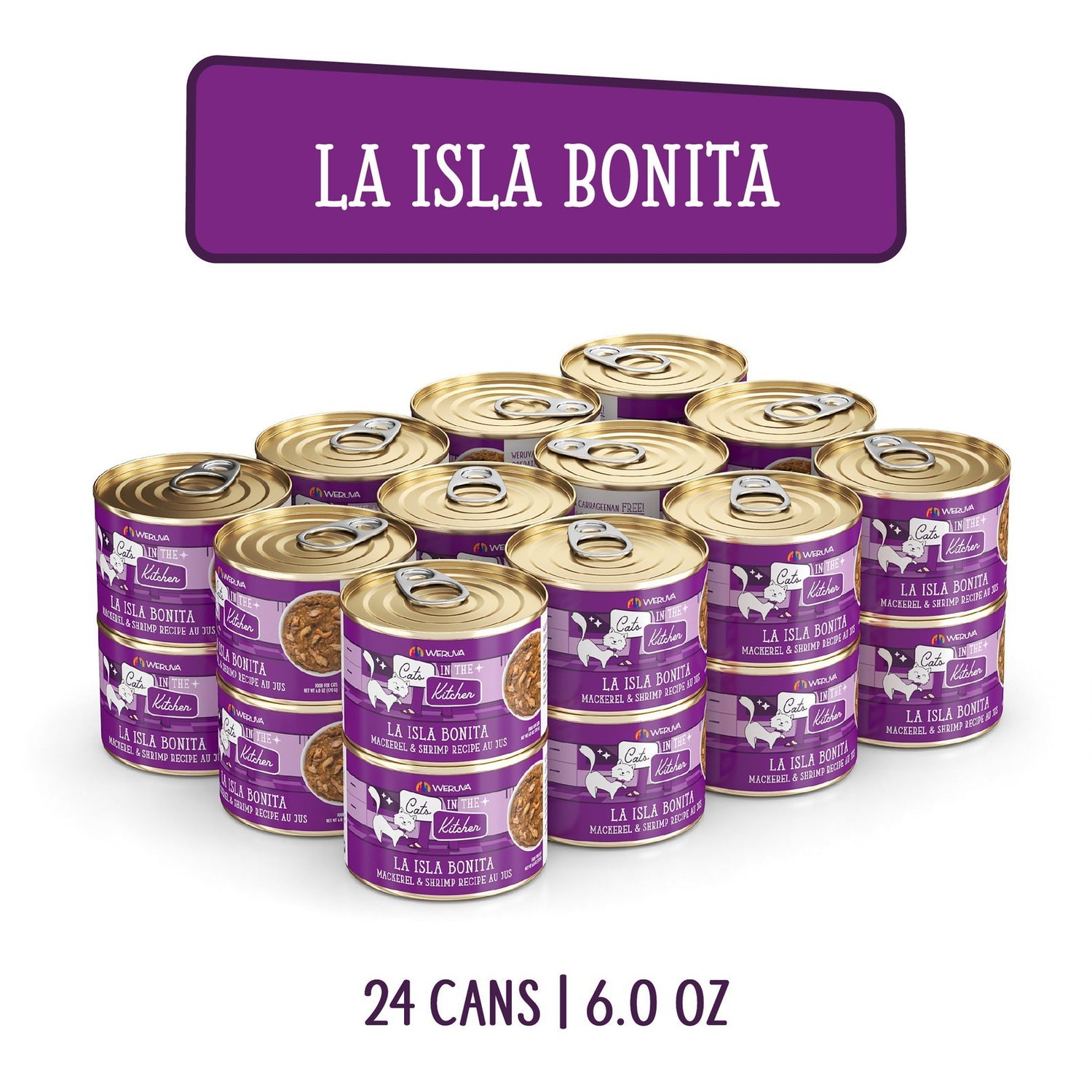 Weruva Cats in the Kitchen La Isla Bonita High-Protein Wet Cat Food | Mackerel, Shrimp & Tuna in Au Jus
