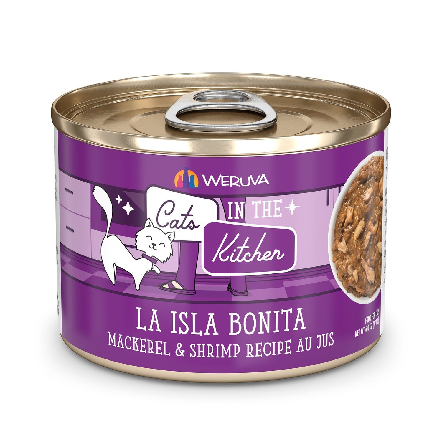 Weruva Cats in the Kitchen La Isla Bonita High-Protein Wet Cat Food | Mackerel, Shrimp & Tuna in Au Jus