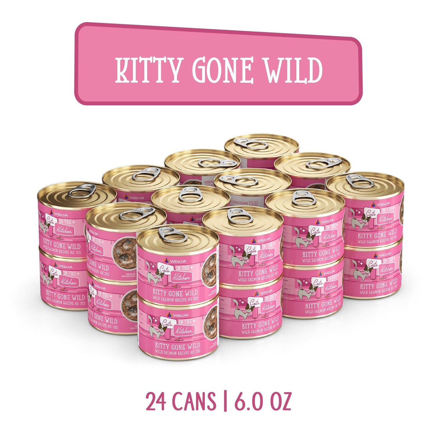 Weruva Cats in the Kitchen Kitty Gone Wild High-Protein Wet Cat Food | Salmon, Mackerel & Tuna in Au Jus