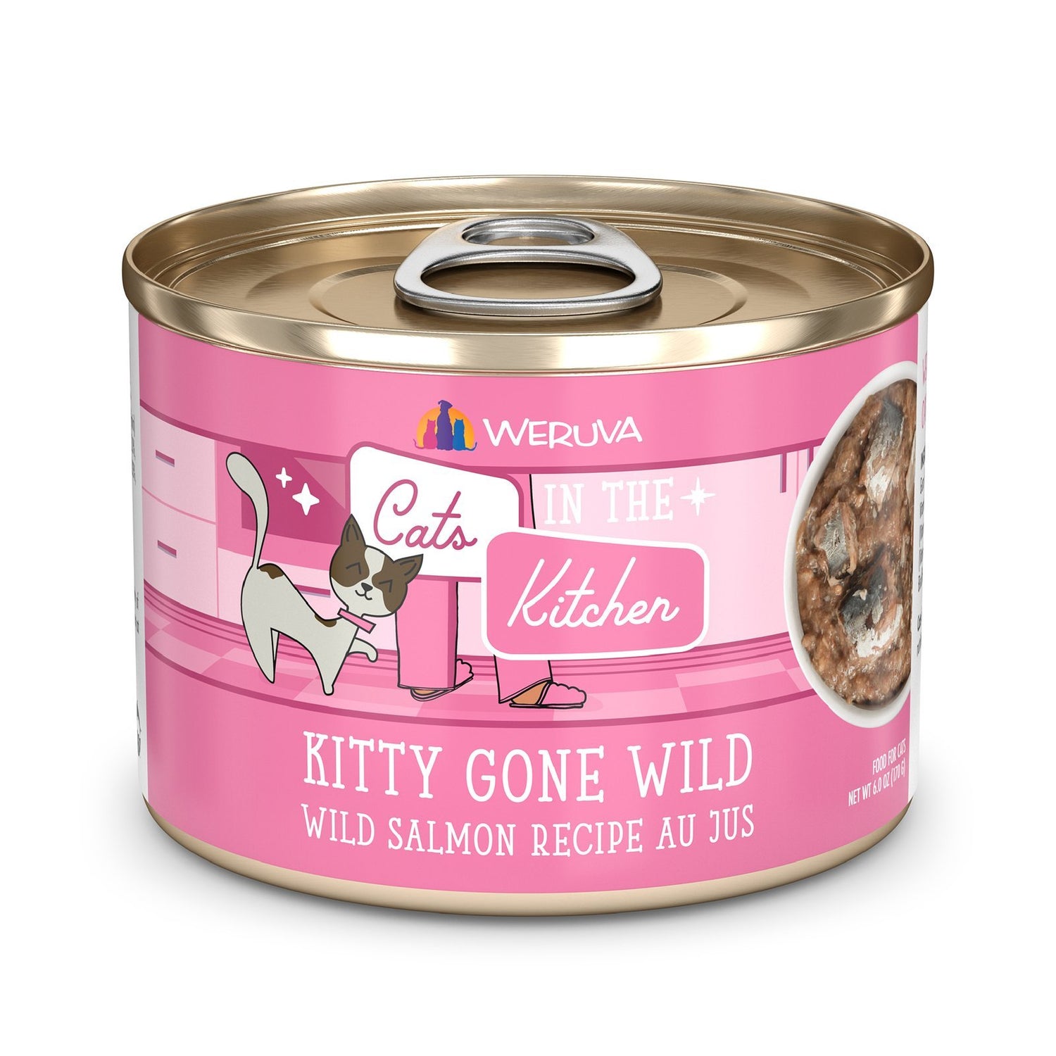 Weruva Cats in the Kitchen Kitty Gone Wild High-Protein Wet Cat Food | Salmon, Mackerel & Tuna in Au Jus