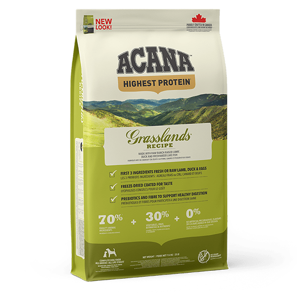 ACANA Highest Protein Grasslands Dry Dog Food – Lamb, Duck & Freshwater Fish | Made in Canada