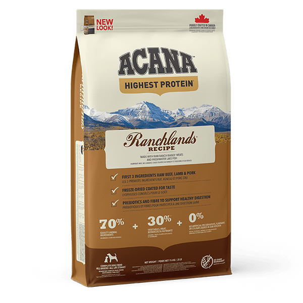 ACANA Highest Protein Ranchlands Dry Dog Food – Beef, Lamb, Bison & Pork | Made in Canada