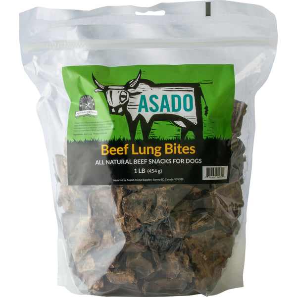 ASADO Beef Lung Bites Natural Dog Treats – 1lb High-Protein Low-Fat Training Treat