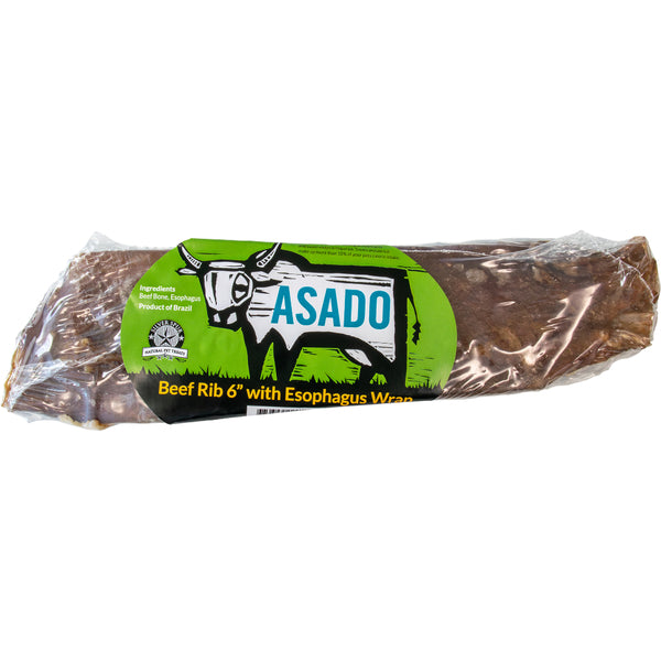 ASADO Beef Rib Esophagus Wrapped Dog Chew – 6" Natural Two-in-One Chew for Dogs