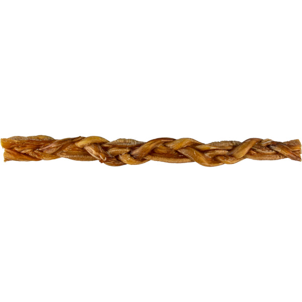 ASADO Braided Bully Stick Natural Dog Chew – 12" Triple-Braided Beef Pizzle for Power Chewers