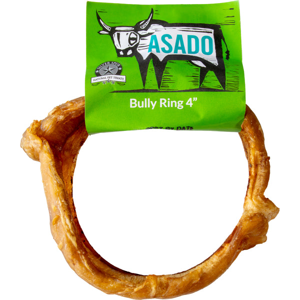 ASADO Bully Ring Natural Dog Chew – 4" Beef Pizzle Ring for Small & Medium Dogs