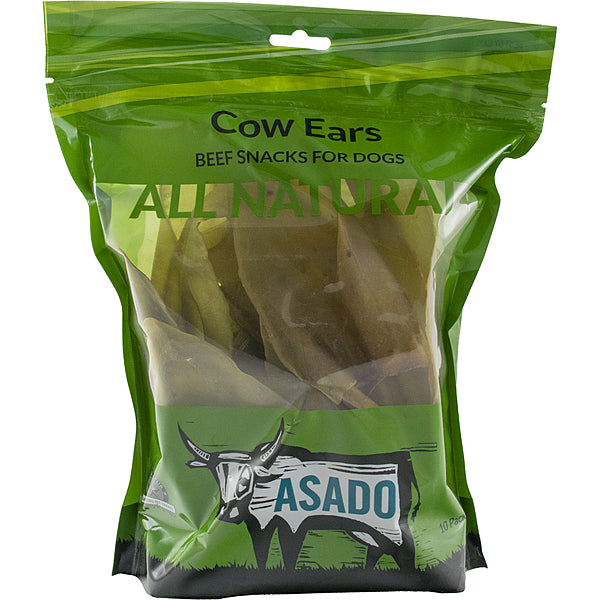 ASADO Cow Ears Natural Dog Chew – 10-Pack Low-Fat High-Protein Dental Chew