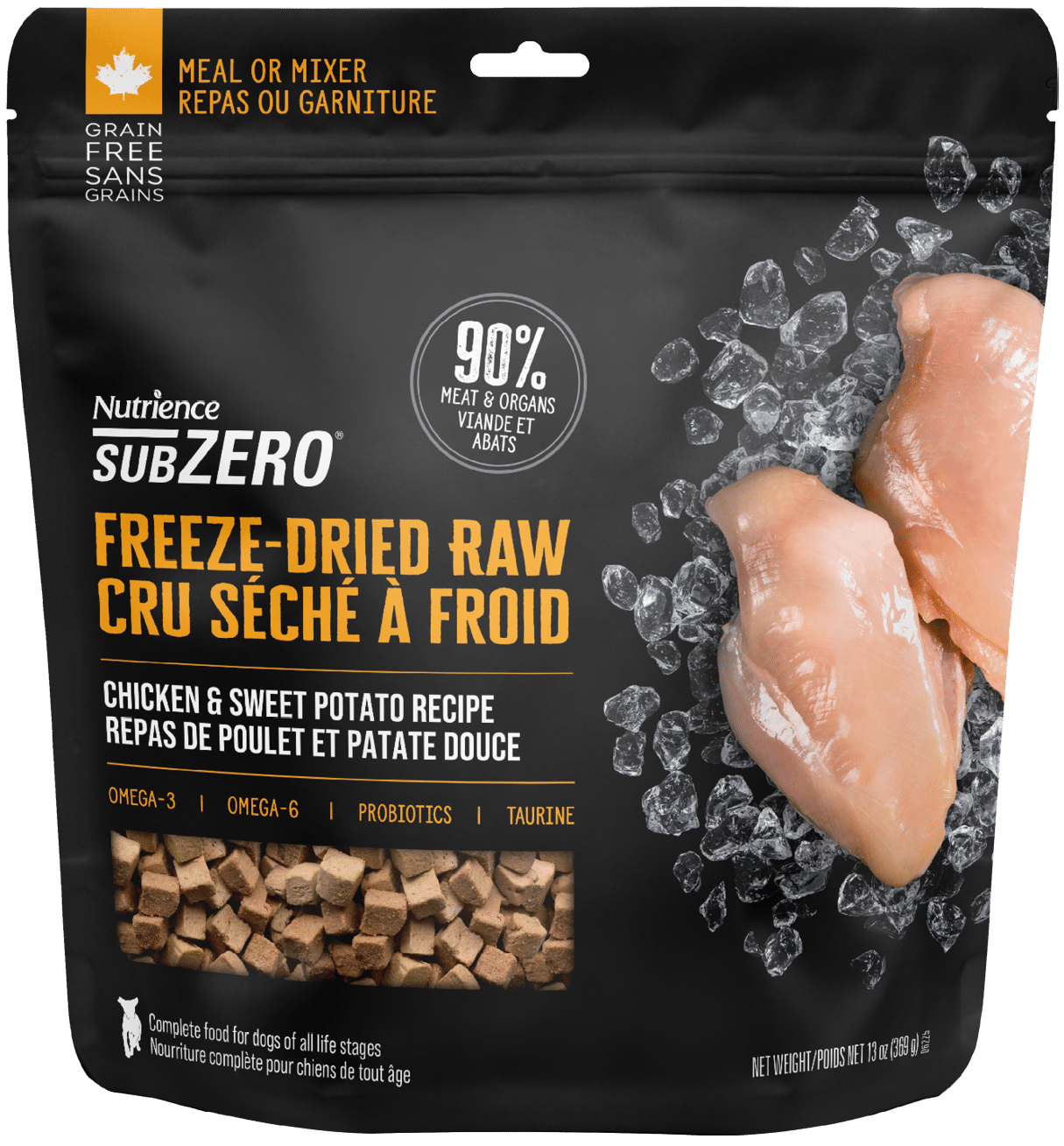 Nutrience Sub Zero Freeze-Dried Chicken & Sweet Potato Dog Treat – Raw Meal Topper | Made in Canada | 113g