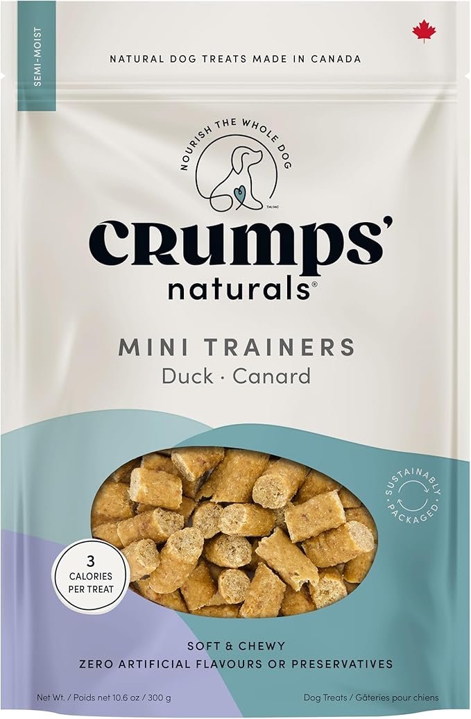 Crumps' Naturals Semi-Moist Duck Mini Trainers | Soft Dog Training Treats, Made in Canada