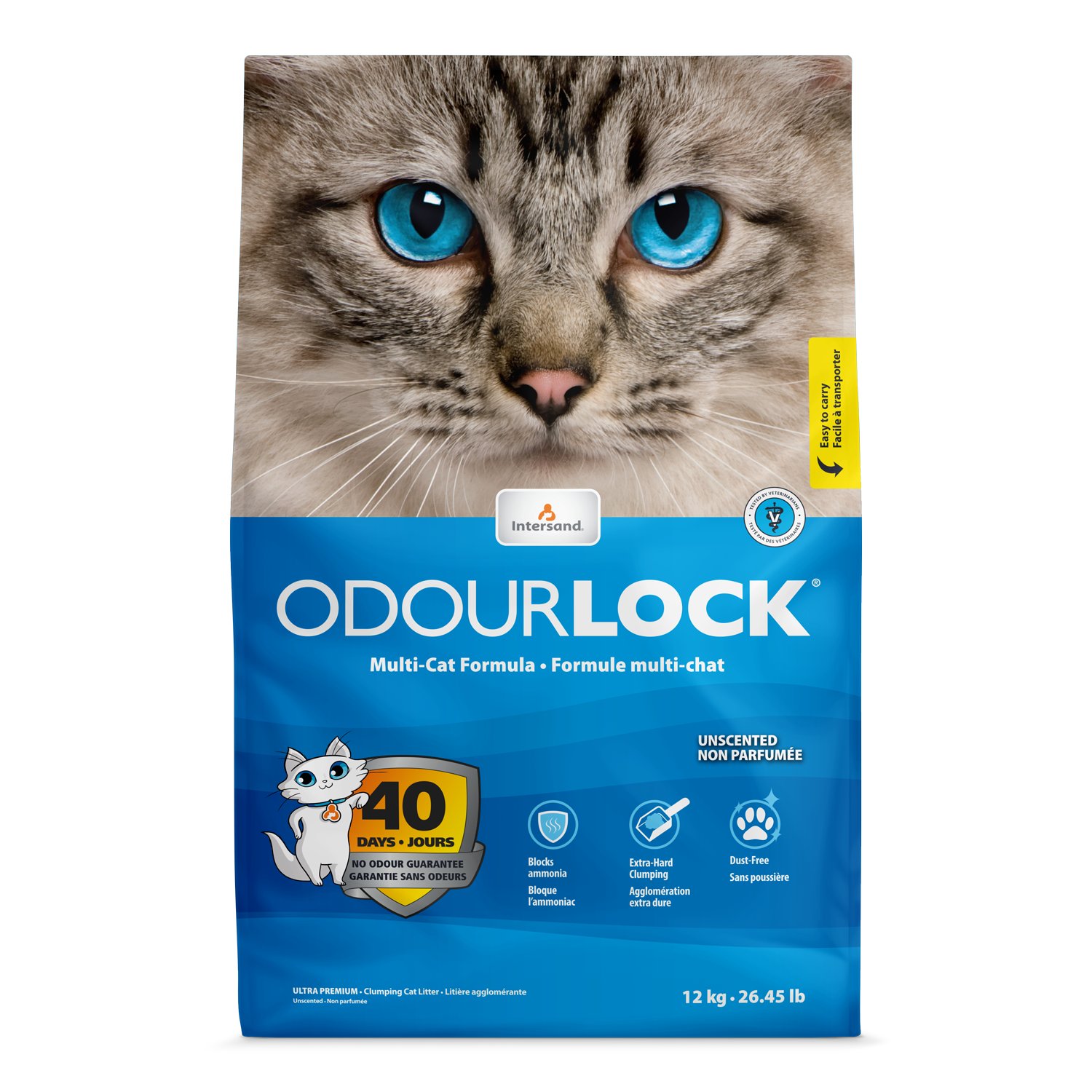 Intersand Odourlock Unscented Multi-Cat Clumping Cat Litter – 40+ Day Odour Control | 6kg & 12kg
