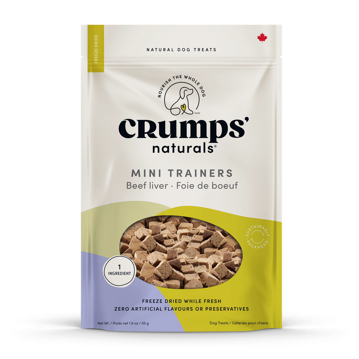Crumps' Naturals Mini Trainers Freeze-Dried Beef Dog Treats | Single Ingredient, Grain-Free