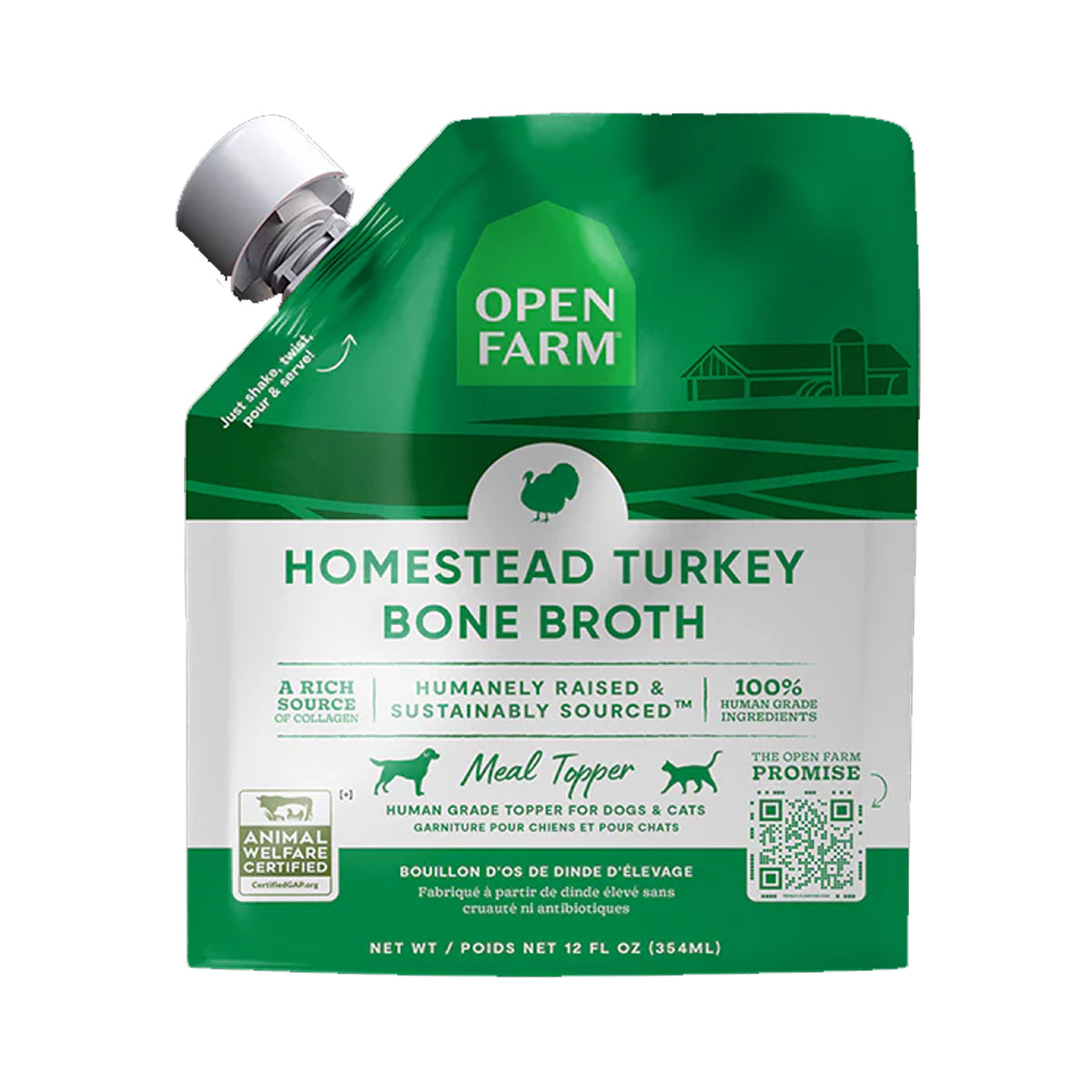 Open Farm Dog/Cat Turkey Bone Broth 12oz
