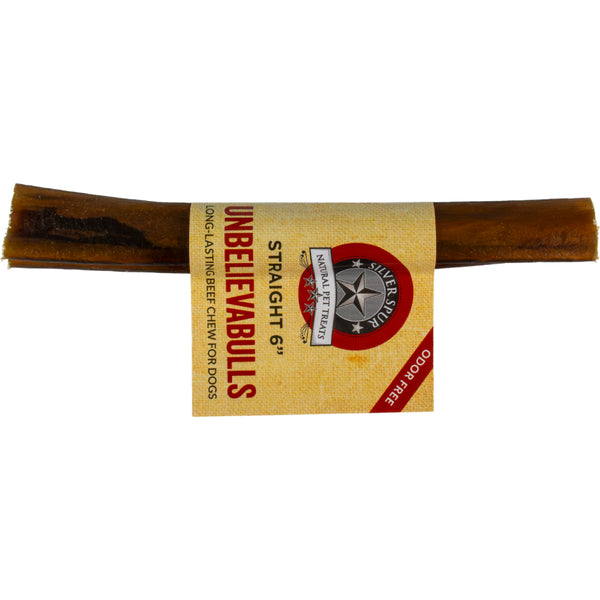 UNBELIEVABULLS Straight Bully Stick Dog Chew | 6 Inch Natural Single-Ingredient