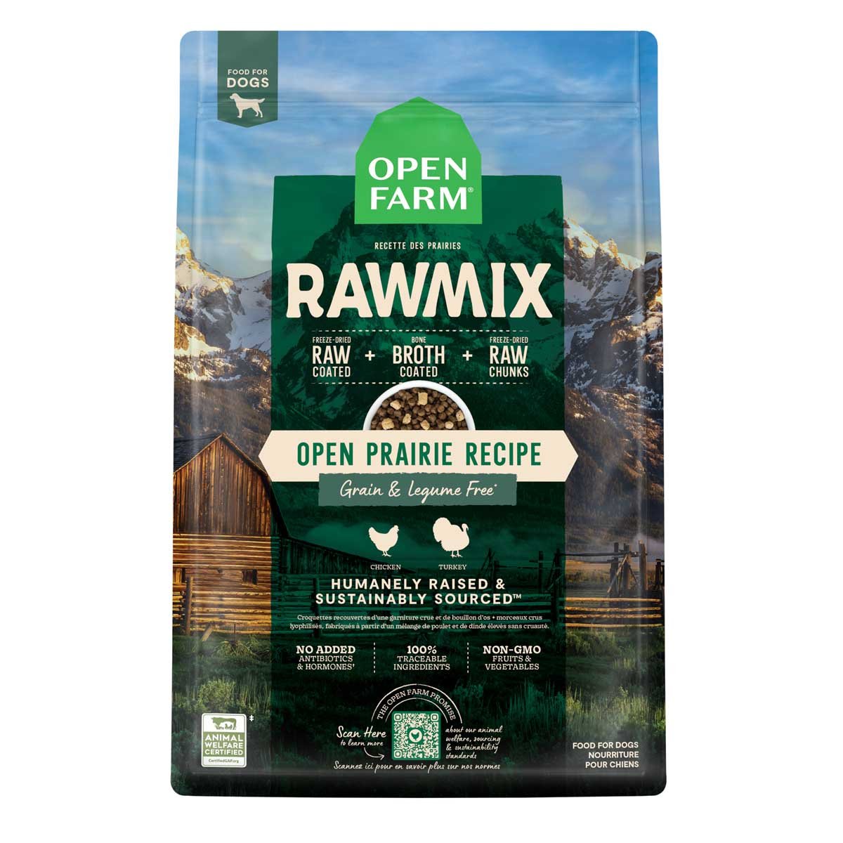 Open Farm RawMix Open Prairie Dog Food | Kibble + Freeze-Dried Raw | Humanely Raised Chicken & Turkey | 3.5lb