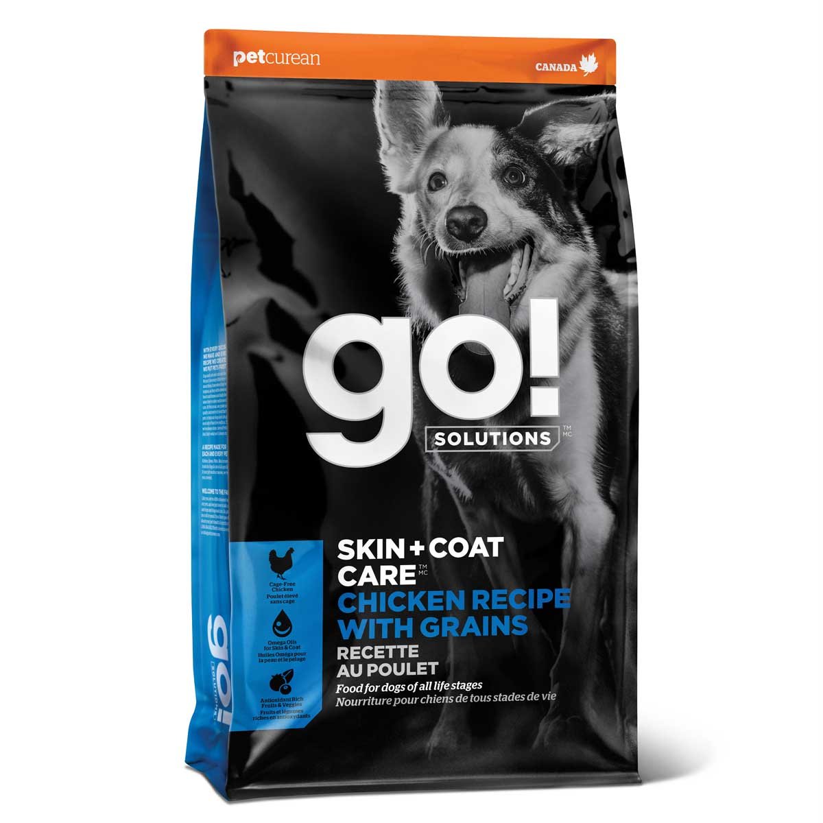 Go! Solutions Skin + Coat Care Chicken with Grains Dry Dog Food – Omega-Rich, Healthy Skin & Coat | Made in Ontario