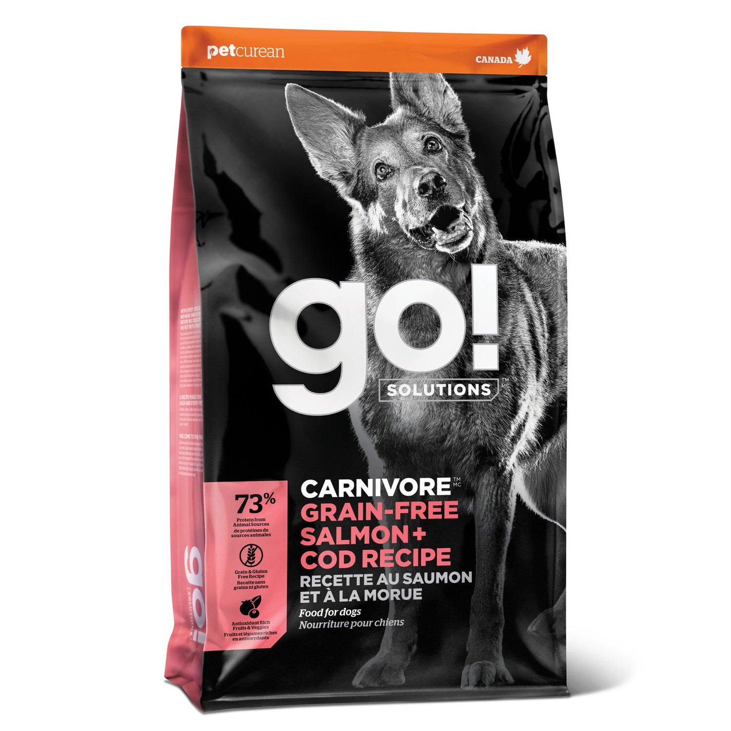 Go! Solutions Carnivore Salmon + Cod Grain-Free Dry Dog Food – Dual Wild Fish, Omega-Rich | Made in Ontario