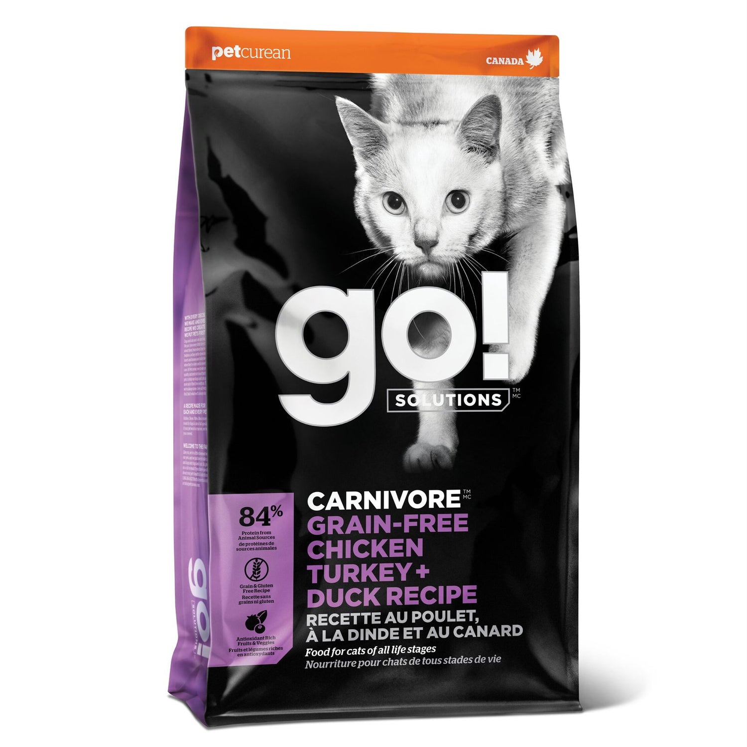 Go! Solutions Carnivore Chicken, Turkey + Duck Grain-Free Dry Cat Food – Triple Protein, All Life Stages | Made in Ontario
