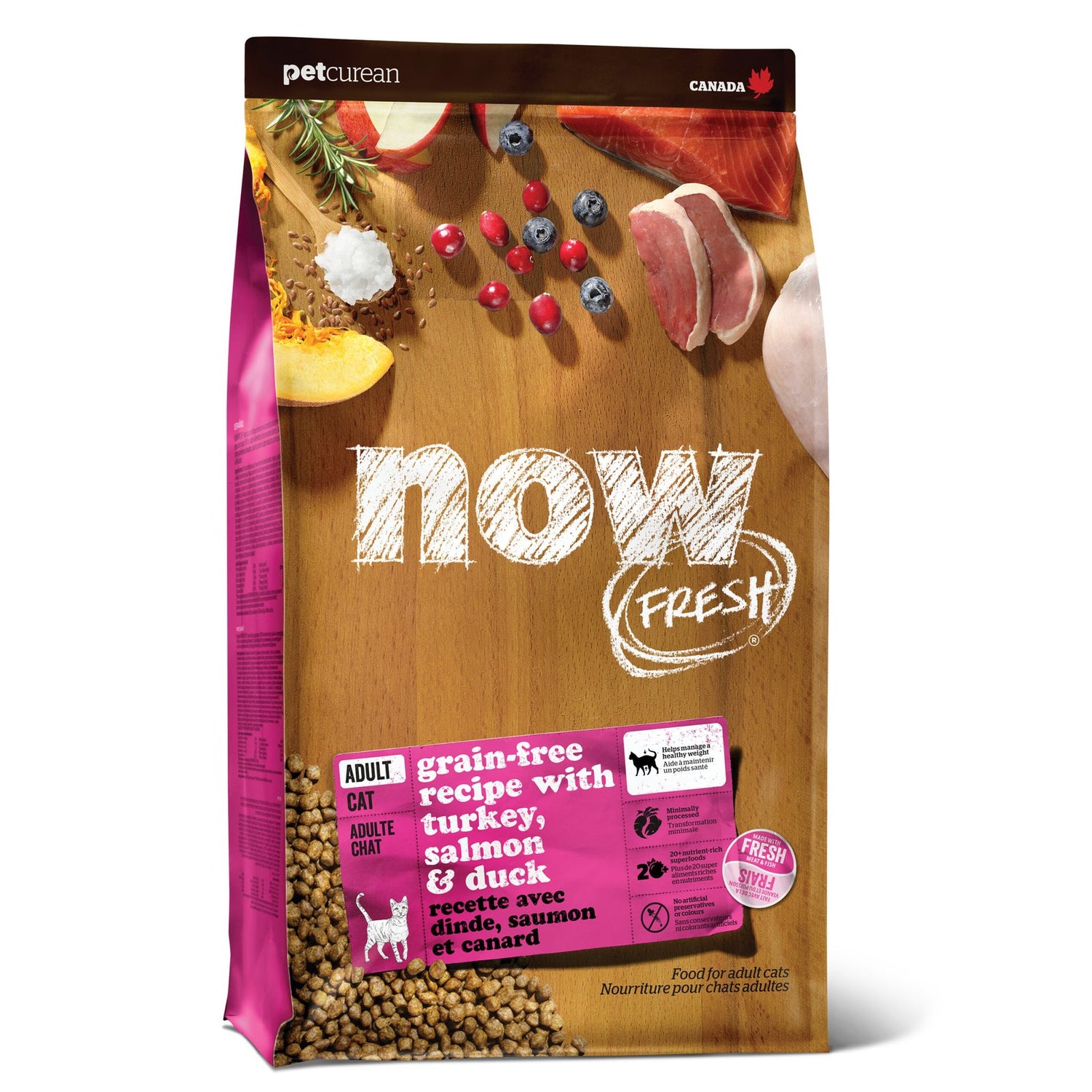 Now Fresh Grain-Free Adult Dry Cat Food – Fresh Turkey, Salmon & Duck | Made in Canada | 3lb & 8lb