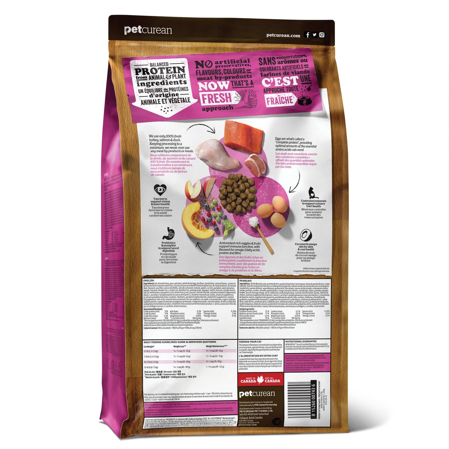 Now Fresh Grain-Free Adult Dry Cat Food – Fresh Turkey, Salmon & Duck | Made in Canada | 3lb & 8lb