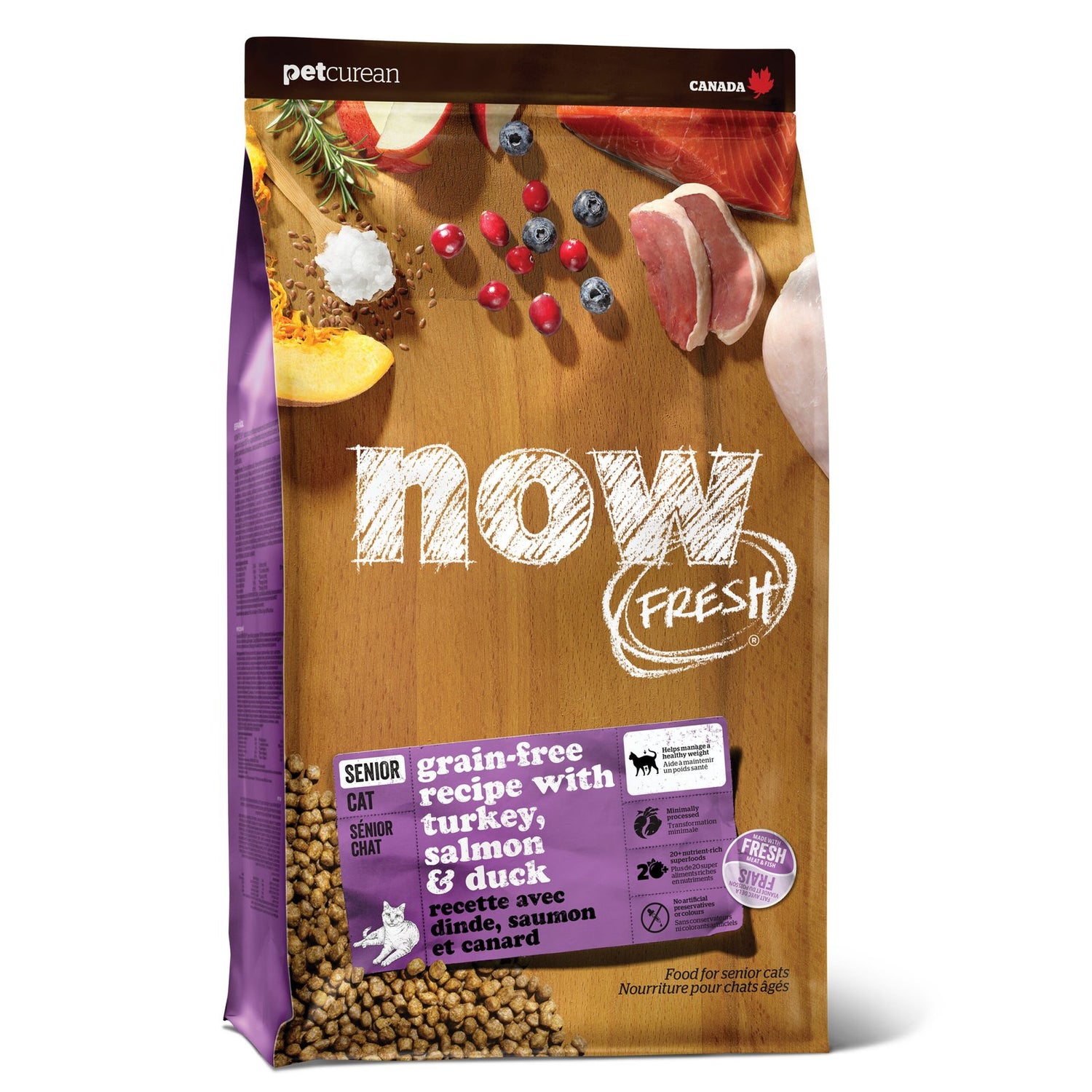 Now Fresh Grain-Free Senior Dry Cat Food – Fresh Turkey, Salmon & Duck | Made in Canada | 3lb & 8lb