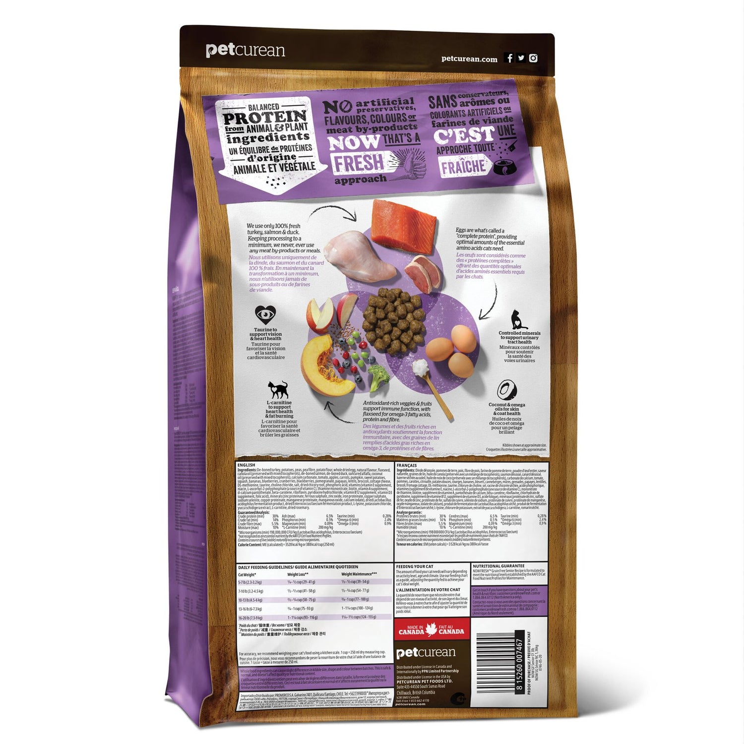Now Fresh Grain-Free Senior Dry Cat Food – Fresh Turkey, Salmon & Duck | Made in Canada | 3lb & 8lb